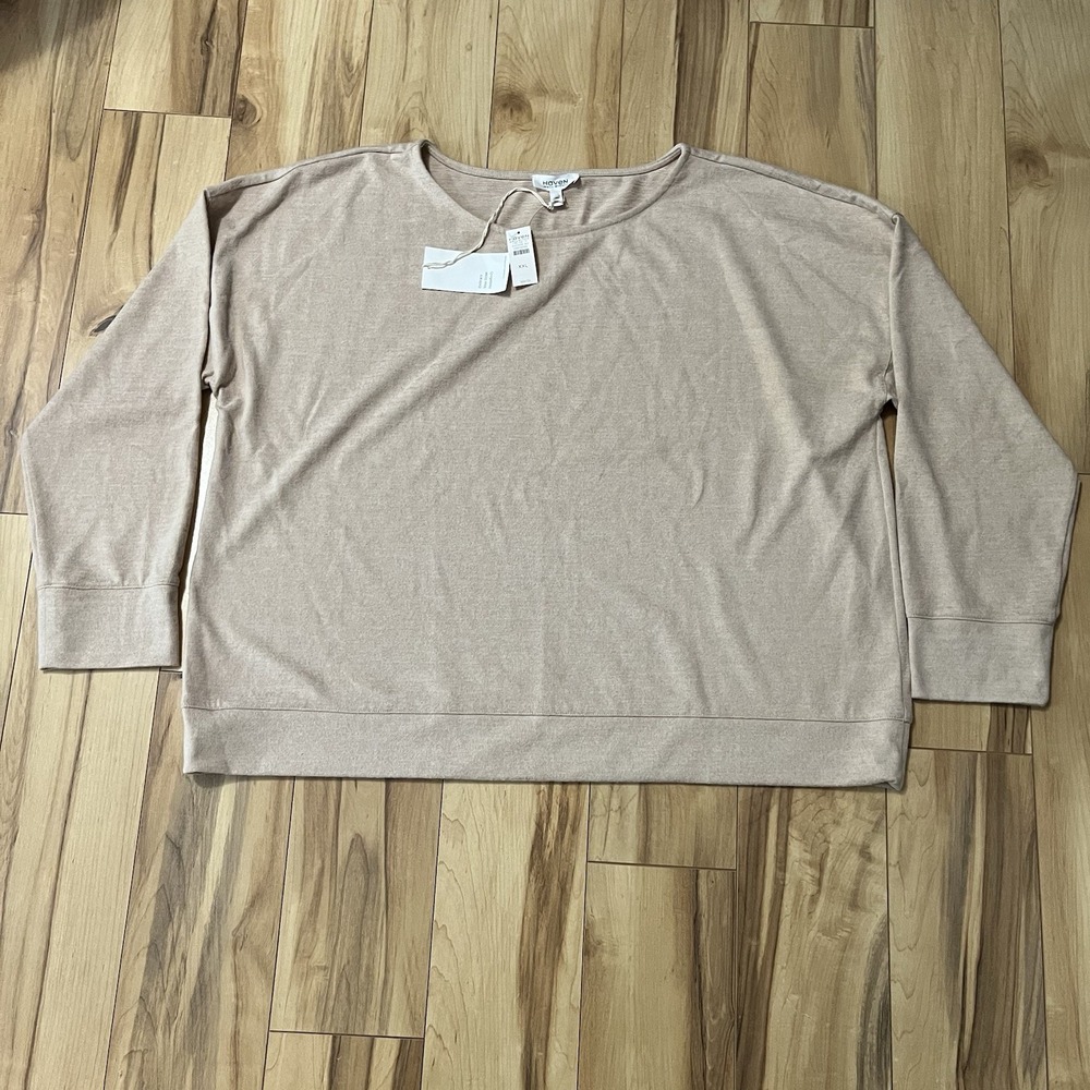 NWT Haven Well Within Sweatshirt XXL Crew Neck Beige Cozy Soft Stretchy Coastal